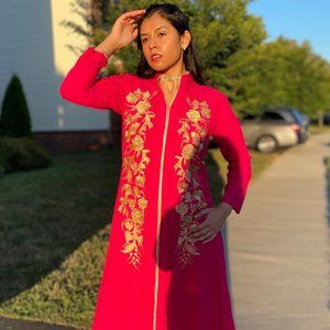 Bright Pink and Golden Shalwar Kameez